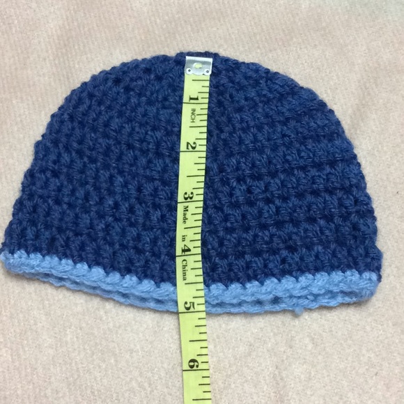 Dark blue crochet baby hat 2 tone - Picture 3 of 4
